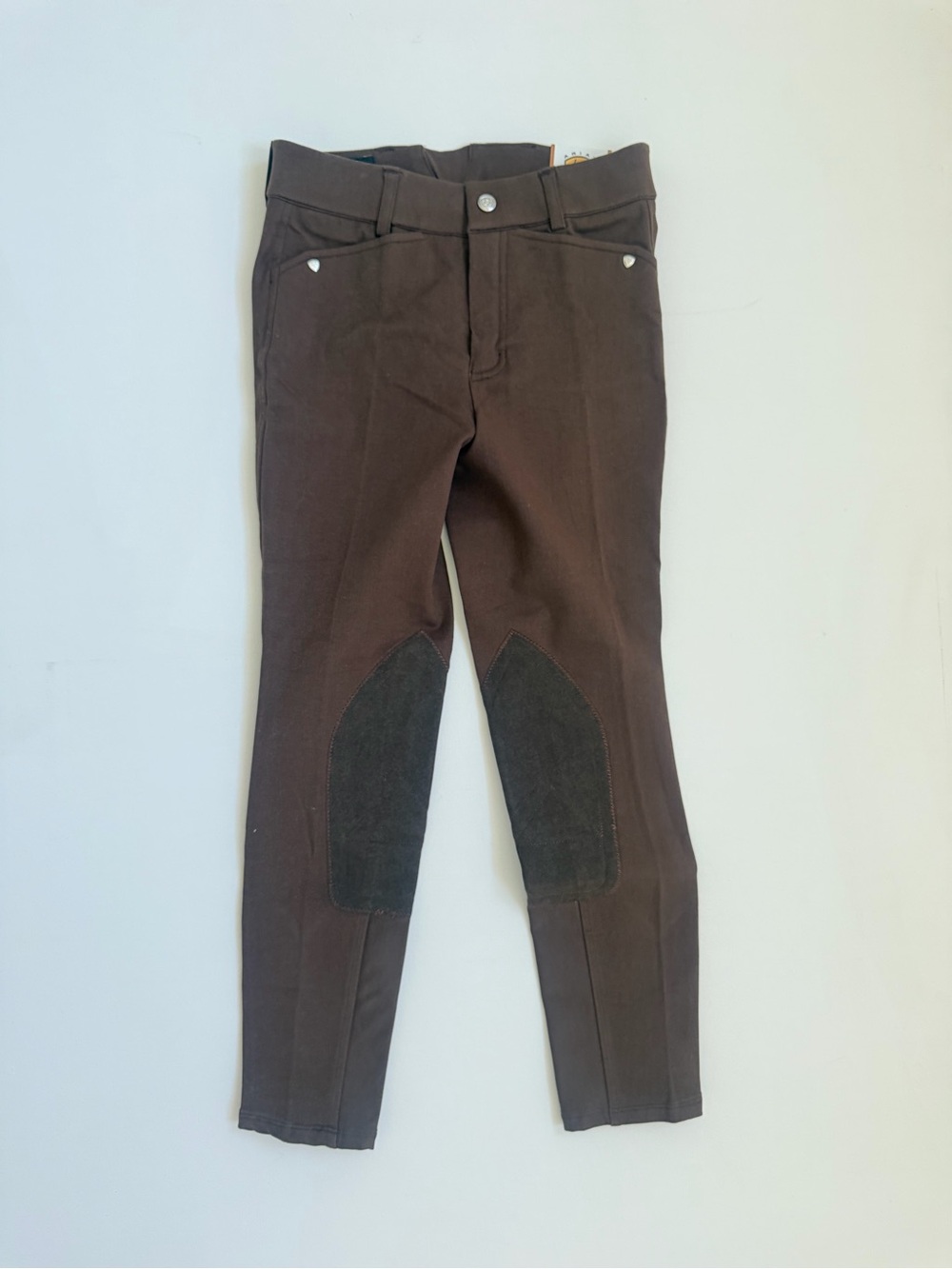 Ariat Kids Brown Equestrian Leggings with Black Knee Patches